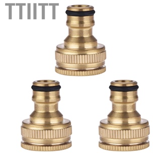 Ttiitt 3 Pcs Brass Hose Tap Connector 1/ 2 Inch 3/ 4 Garden Water Adapter Thread Pipe Faucet