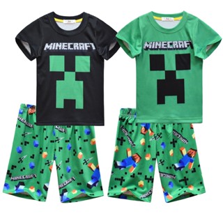 Minecraft ฤดูร้อน เสื้อยืด Pnats ชุดเสื้อผ้าเด็ก ชุดกีฬา เสื้อยืด ชุดเด็ก ชุดนอน ชุดบ้าน ชุด