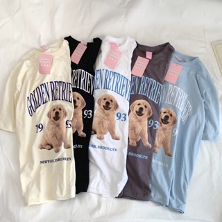 Women Cotton golden retriever 1993 Printed Oversized T-Shirt_04