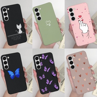 เคสโทรศัพท์มือถือ ซิลิโคนนิ่ม ผิวด้าน ลายการ์ตูนผีเสื้อน่ารัก แฟชั่น สําหรับ Samsung S23 S23 Plus S23 Ultra S23 Plus Ultra