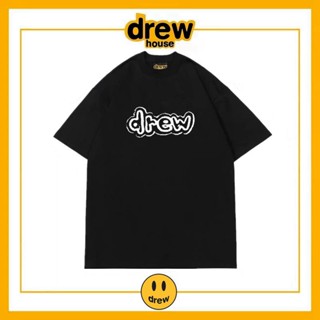 เสื้อยืดแขนสั้น ผ้าฝ้าย พิมพ์ลายตัวอักษร Drew smiley ทรงหลวม สําหรับผู้ชาย และผู้หญิง_03