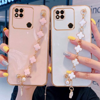 เคสโทรศัพท์มือถือชุบทอง แบบนิ่ม พร้อมสายคล้องมือ สําหรับ POCO C50 C40 C31 C3