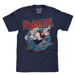 เสื้อยืดวินเทจเสื้อยืดแขนสั้น พิมพ์ลาย Popeye The Sailor สีน้ําเงิน สไตล์คลาสสิก ไม่ซ้ําใคร สําหรับผู้ชาย 996473S-4_03