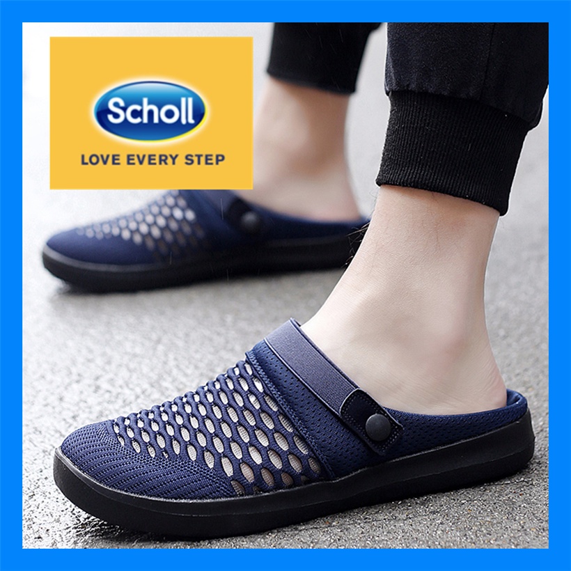Scholl                             รองเท้ากีฬา Scholl ส้นแบน แบบสวม ขนาดใหญ่ สไตล์เกาหลี สําหรับผู้ชาย ไซซ์ EU 45 46 47 48