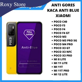 กระจกนิรภัย สีฟ้าอ่อน สําหรับ XIAOMI POCO C40 POCO F3 POCO F4 POCO F4 GT POCO M3 POCO M3 PRO 5G POCO M4 PRO POCO X3 GT POCO X3 NFC POCO X3 PRO MI 8 LITE MI 11T Mi111t PRO Mi12 Lite ฝาครอบกระจก ป้องกันรอยขีดข่วน สําหรับ XIAOMI