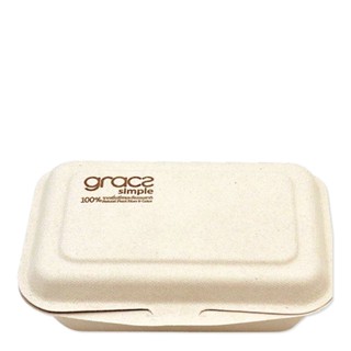 เกรซ รุ่น กล่องอาหารชานอ้อย ซิมเปิล B001ขนาด 600มล. x50 กล่องGraczSimple BagasseFood Box 600
