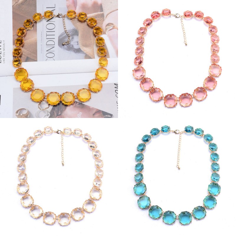 สร้อยคอเรซิ่น รูปหลายเหลี่ยม ขนาดใหญ่ 45+8 ซม. สีแคนดี้ 1 ชิ้น