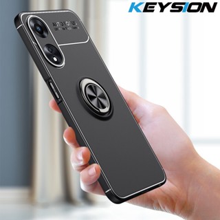 Keysion เคสโทรศัพท์ ซิลิโคนนิ่ม ผิวด้าน กันกระแทก พร้อมแหวนขาตั้งโลหะ สําหรับ OPPO A78 5G A58 A58X 5G