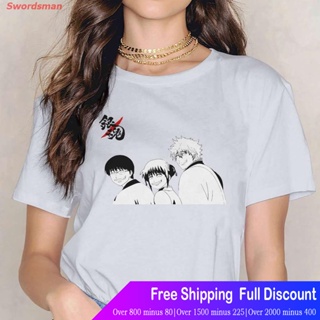 ผ้าฝ้าย 100% เสื้อยืดกีฬา Kawaii เสื้อยืดคอกลมแขนสั้นพิมพ์ลายการ์ตูน Gintama Gintama สไตล์ฮาราจูกุสําหรับผู้หญิ_09