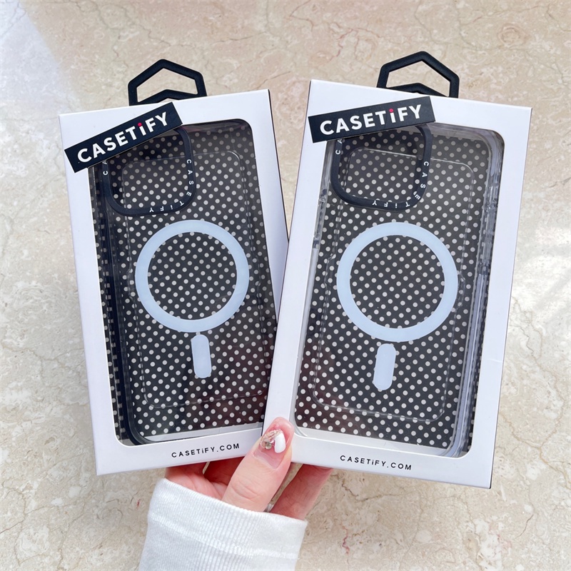 Casetifg เคสโทรศัพท์มือถือซิลิโคน TPU แข็ง กันกระแทก ชาร์จแม่เหล็ก สีดํา สีขาว หรูหรา สําหรับ iPhone 15 11 12 13 14 Pro Max