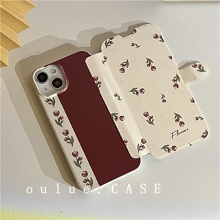 เคสโทรศัพท์มือถือ ฝาพับ กันกระแทก ลายดอกไม้ทิวลิป สไตล์เกาหลี ญี่ปุ่น สําหรับ iPhone 14 pro max 13 12 11 14promax 13 12