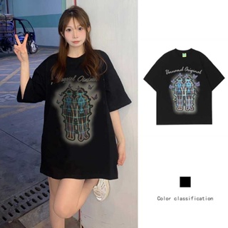 ฤดูร้อนใหม่วินเทจพิมพ์หลวมสบาย ๆ แขนสั้นเสื้อยืดผู้หญิง