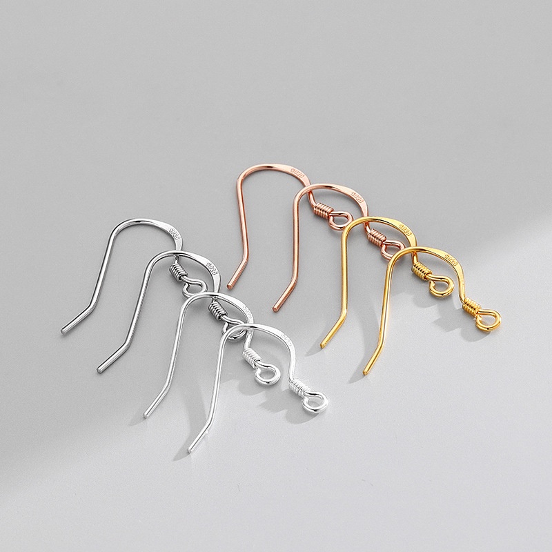 ((1 คู่) S925 เงินสเตอร์ลิง Plus ฤดูใบไม้ผลิสไตล์พื้นฐานหู Hook DIY เครื่องประดับอุปกรณ์เสริม Handmade หูลวดต่างหู Ear Drop อุปกรณ์เสริม K ชุบทอง