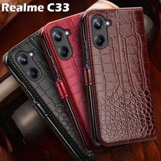 เคสโทรศัพท์มือถือหนัง Pu ฝาพับ พร้อมช่องใส่บัตร สําหรับ OPPO Realme C33 C33 6.5 นิ้ว RMX3624