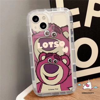 เคสโทรศัพท์มือถือแบบนิ่ม ใส กันกระแทก ลายการ์ตูนหมี Lotso Strawberry น่ารัก สําหรับ iPhone 11 Pro MAX 6 6S 7 8 Plus 14 13 12 Pro MAX XR X XS MAX