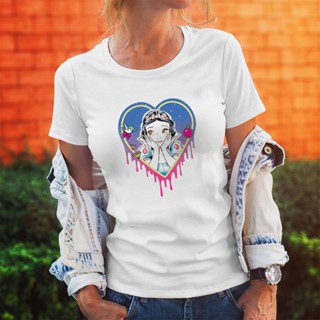 Disney Comfortable Women T-Shirt Fashion Kawaii  Snow White Cartoon Pattern Color T Shirt Female_03