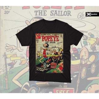 Popeye COMICS เสื้อยืดผ้าฝ้าย แขนสั้น พิมพ์ลายการ์ตูนภาพยนตร์ KAOS DISTRO สีดํา สไตล์วินเทจ ยุค 30_01