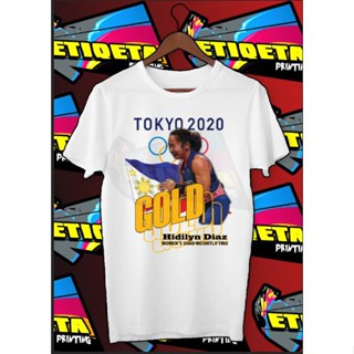 HIDILYN DIAZ GOLD Tokyo 2020 Pilipinas Shirts Cotton Spandex Sublimation Print by Etiqeta_03