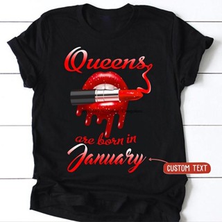 Daily Gothic Cotton Breathable Personalised Queens Are Born In January Shh Lip T Shirt_12