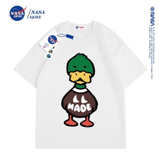 เสื้อยืดแขนสั้น ผ้าฝ้าย ทรงหลวม ลาย NASA แฟชั่นฤดูร้อน สําหรับผู้ชาย และผู้หญิง