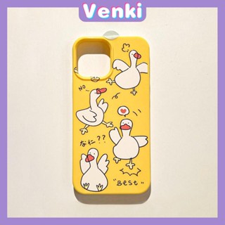 VENKI - เคสไอโฟน11 เคส Phone Case Soft TPU เคสลูกอมสีเหลืองเคลือบเงาการ์ตูนน่ารักเป็ดป้องกันกล้องกันกระแทกสำหรับ iPhone 14 13 12 11 Pro Max 7 8 Plus X XR