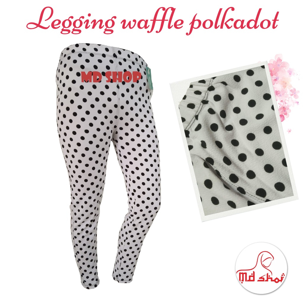MD SHOP กางเกงเลกกิ้งวาฟเฟิลลายจุด