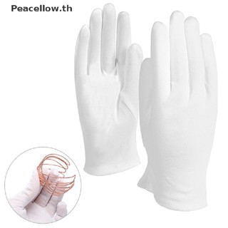 Peacellow ถุงมือผ้าฝ้ายนิ่ม แบบบาง สีขาว สีเงิน 4 คู่