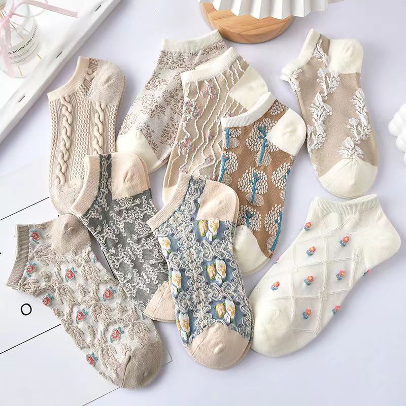 ถุงเท้าข้อสั้น แบบบาง เข้ากับทุกการแต่งกาย แฟชั่นฤดูใบไม้ผลิ และฤดูร้อน สไตล์ญี่ปุ่นเรโทร สําหรับผู้หญิง และนักเรียน - รูปที่ 4