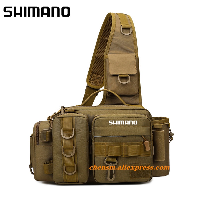 SHIMANO ชิมาโน่ ตกปลากระเป๋าสะพายมัลติฟังก์ชั่ตกปลาเอวแพ็ค600ง ไนลอนขนาดใหญ่หลายกระเป๋ากันน้ําสําหรับกีฬากลางแจ้งสําหรับขี่