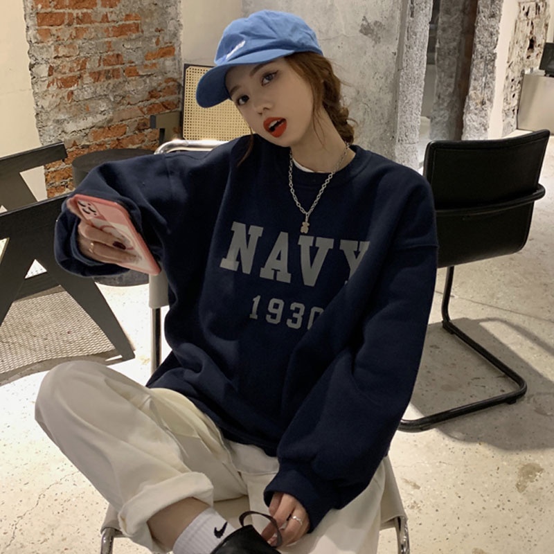 ส่งไวจากไทย TAYCEN เสื้อสเวตเตอร์ ลายตัวหนังสือ แขนยาว สไตล์เกาหลี โอเวอร์ไซซ์ สำหรับผู้หญิง