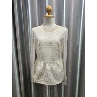 FF01844 เสื้อแฟชั่น นำเข้า สีครีม อก 34 นิ้ว