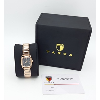 นาฬิกา TARGA WOMENS TA026508 QUARTZ BLACK DIAL ROSE GOLD TONE พร้อมกล่อง (ใหม่)