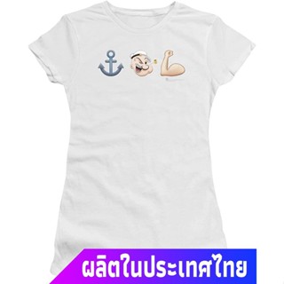 ผ้าฝ้าย 100%ป๊อปอาย New สาว Popeye - Womens Emoji T-Shirt sale รถถังS-3XL_03