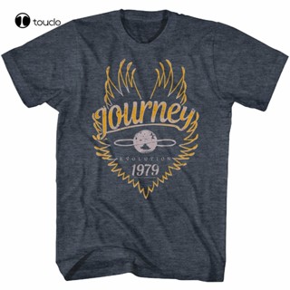 ใหม่ เสื้อยืดลําลอง ผ้าฝ้าย แขนสั้น พิมพ์ลายวงร็อค Journey Evolution Tour 1979 สไตล์วินเทจ แฟชั่นสําหรับผู้ชาย