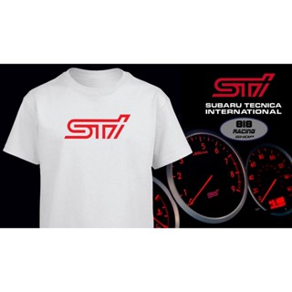 เสื้อยืดสีขาว สตรีทแฟชั่น เสื้อยืด Racing Sport [สีขาว] [SUBARU STI]คอกลม