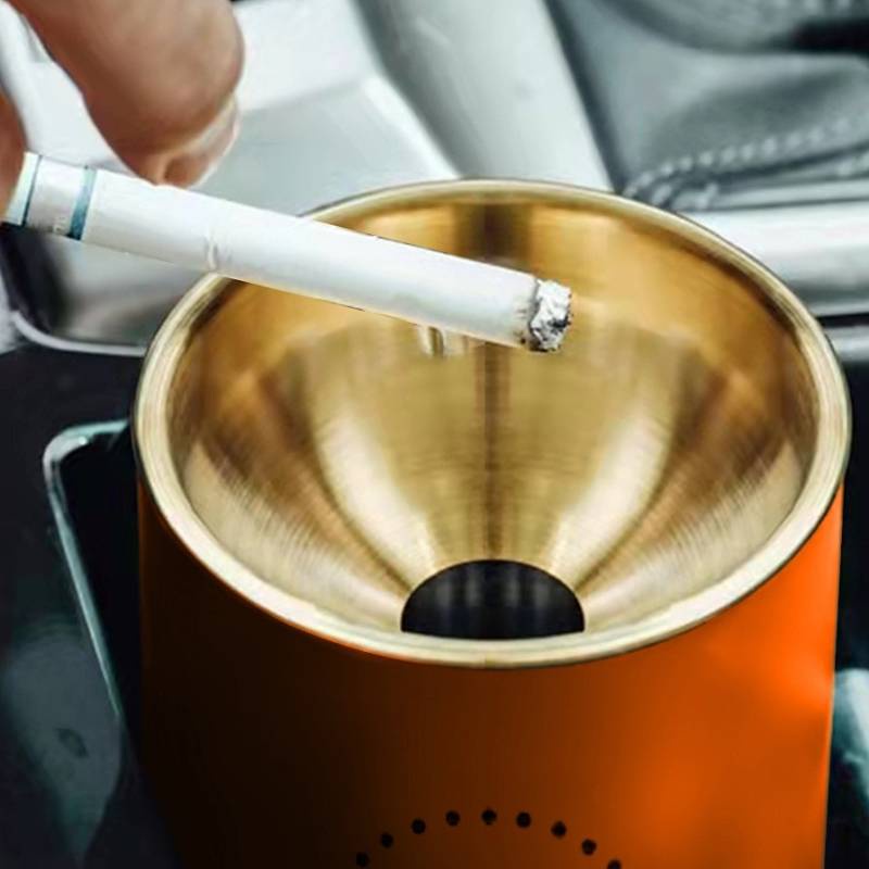 H Internet Celebrity Style Stainless Steel Ashtray with Lid Household Creative Personalized Trend Living Room Bedroom Ashtray Prevent Fly Ash iIw4 - รูปที่ 3