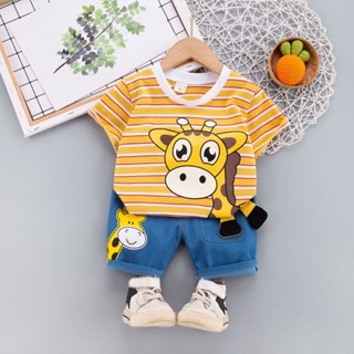 ชุดเสื้อผ้าแขนห้าส่วน แฟชั่นฤดูร้อน สําหรับเด็กผู้ชาย