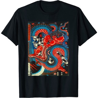 NEW LIMITED Japanese Art Print Samurai Fighting Snake Graphic Design Shirt_01