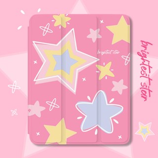 [เคสป้องกัน] เคส TPU ลายดาวสามแฉก พร้อมช่องใส่ปากกา สําหรับ iPad Air 4 10.9 Gen7 Gen8 910.2 Air4 5 10.9 gen5 gen6 9.7 Air3 10.5 Air1 2 9.7 Pro11 2021