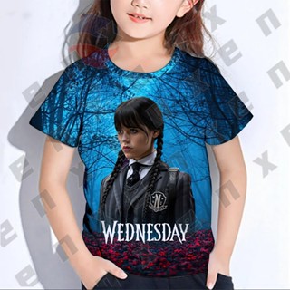 Enx เสื้อยืด ลาย Wednesday American TV Girls Adams สําหรับเด็กผู้หญิง