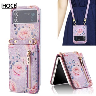 HOCE ZFlip7 Crossbody Retro Rose การ์ดสล็อตเคสโทรศัพท์สําหรั…