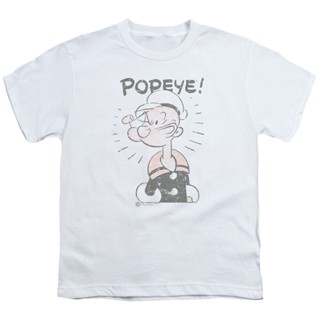 เสื้อยืด พิมพ์ลายการ์ตูน Popeye Old Seafarer สีขาว สําหรับเด็ก_02