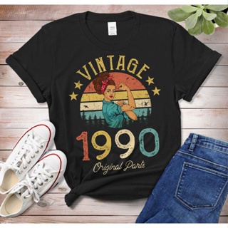 Vintage 1990 T-Shirt Women Made In 31th Birthday Gift Classic Women Tshirt Funny Graphic Women Short Sleeve Cotton _03
