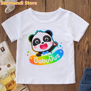 Rainbow Babybus Panda Graphic Print Tshirt Girls/Boys Kids Clothes Summer Short Sleeve Harajuku Kawaii Children Clo_07