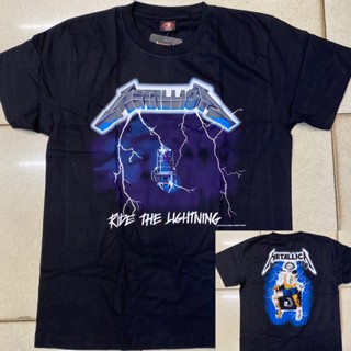 เสื้อยืด แขนสั้น พิมพ์ลาย Rock Band Metallica Ride the Lightning สําหรับผู้ชาย