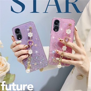 ใหม่ เคสโทรศัพท์มือถือใส แบบนิ่ม ลายกากเพชร มีสายคล้อง สําหรับ Oppo Reno 8T 5G Reno8 T RENO8T 5G