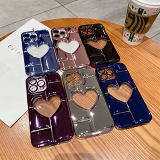 เคสโทรศัพท์มือถือชุบไฟฟ้า ลายหัวใจ 3D หรูหรา สําหรับ iPhone 14 Pro Max 13 Pro Max 12 Pro Max 11 Pro Max 11