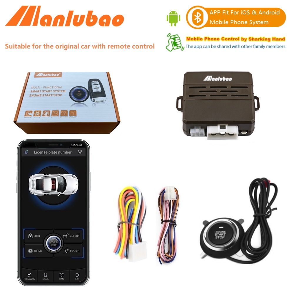 Manlubao 901B แอพควบคุมสมาร์ทโฟน【 เหมาะสําหรับ iOS & Android 】ปุ่มกดสตาร์ท รีโมทคอนโทรล ชุดเครื่องยนต์ หยุด สตาร์ท รีโมต ปลดล็อก / ล็อกสตาร์ท ด้วยโทรศัพท์