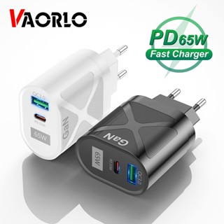 Vaorlo เครื่องชาร์จ GaN 65W PD QC3.0 ชาร์จเร็ว พอร์ต EU UK US