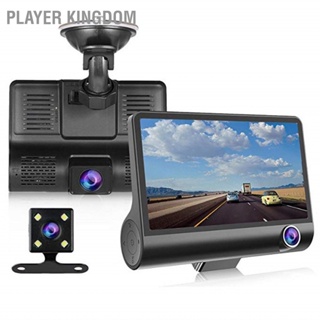 Player kingdom รถ Dash Cam Night Vision ภาพย้อนกลับเลนส์คู่พร้อมกล้องสำรองเครื่องบันทึกการขับขี่กันน้ำ